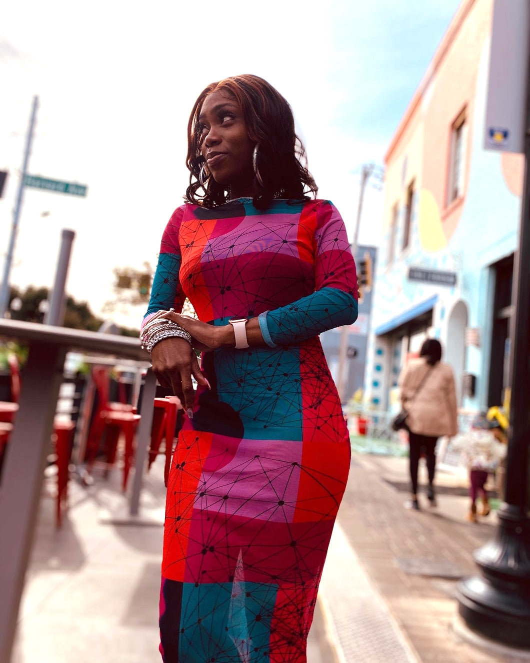 Multi colored patterned Dress